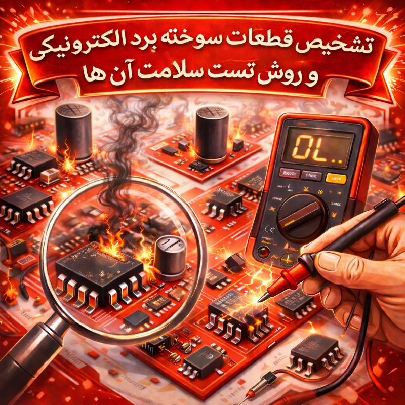 تشخیص قطعات سوخته روی برد الکترونیکی و روش‌های تست سلامت آن‌ها